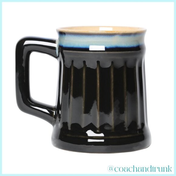 SCOTTISH STONEWARE RAISED CELTIC CROSS MUG BLACK TAN GLAZE IMPORT NWT - Picture 3 of 9